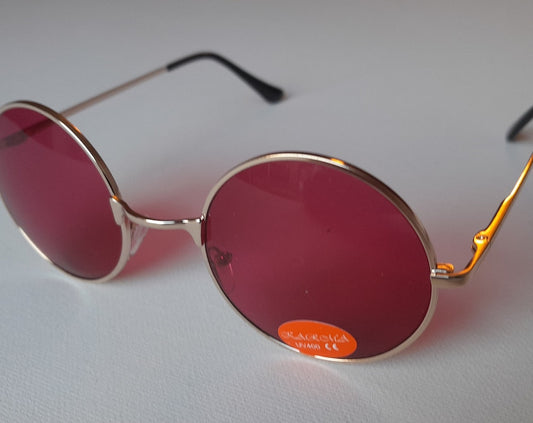 Vintage John Lennon Style Sunglasses Round Pink Gold Teashades